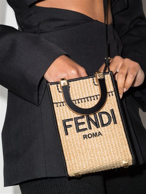 fendi straw shopper|fendi sunshine leather bag.